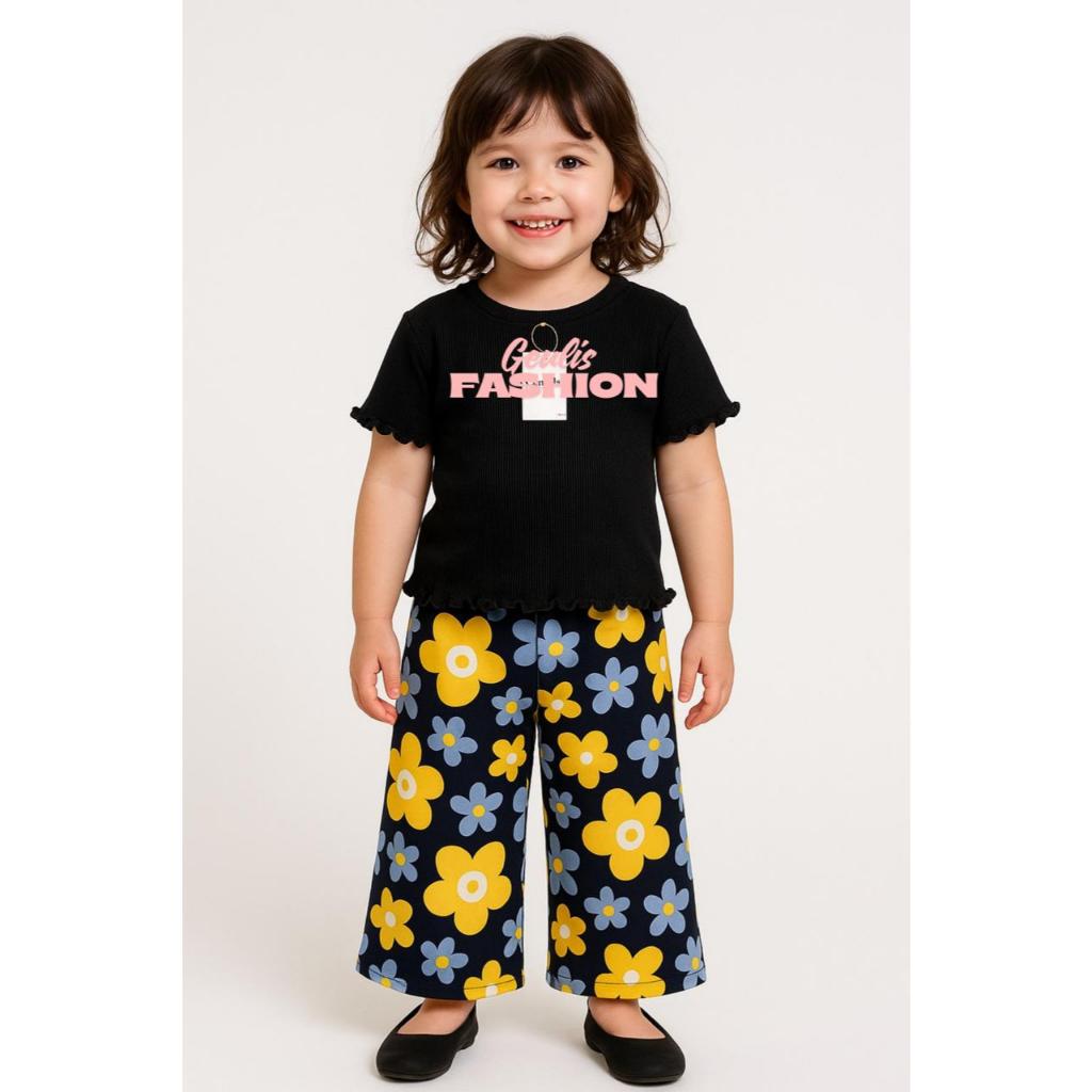 Geulis Fashion - Setelan Anak Perempuan Oneset Kulot Rayon Premium 1-6 Tahun Baju Anak Cewek Motif L