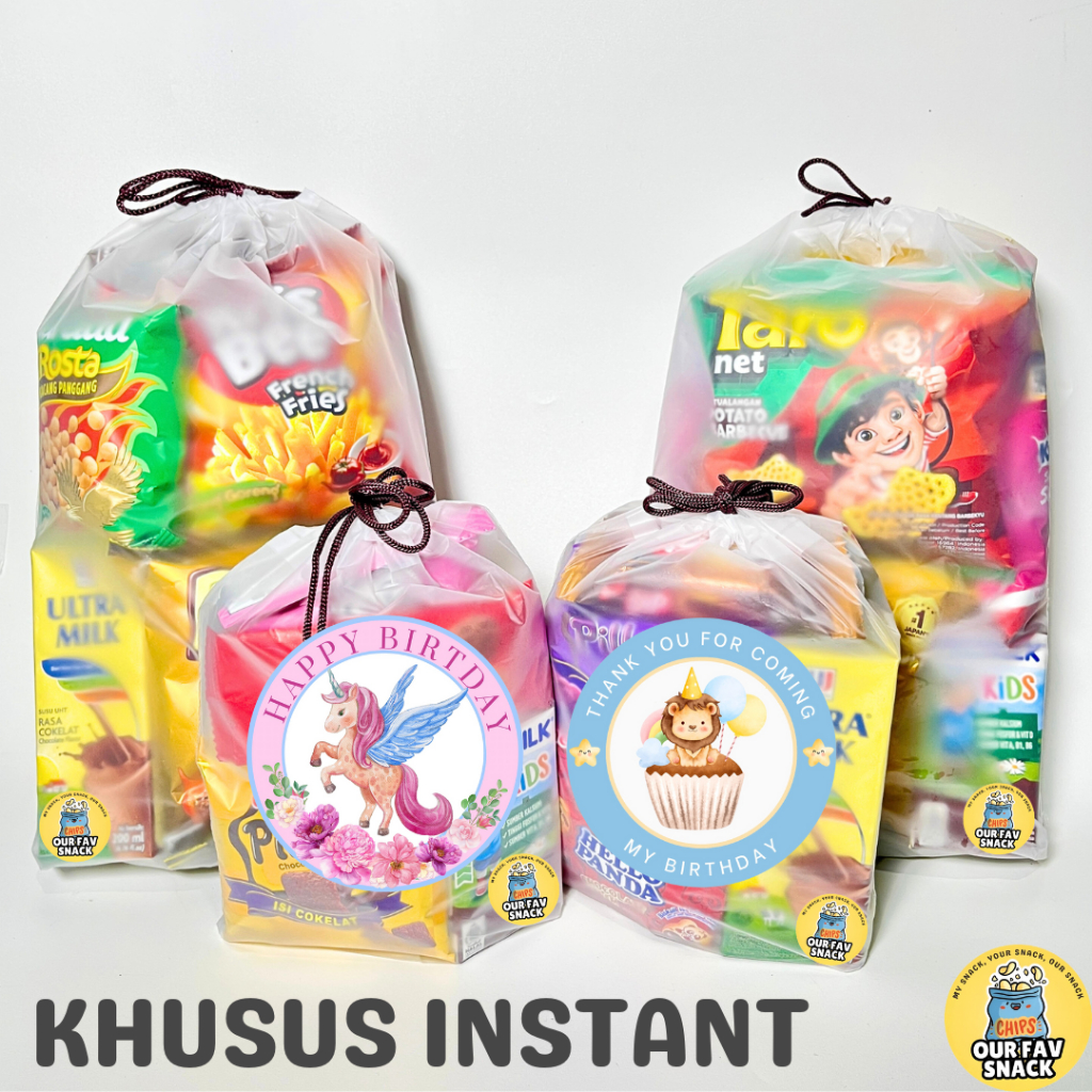 

KHUSUS INSTANT Paket Snack Ulang Tahun Anak Pouch Mini Gift Snack Ultah Hampers Ulang Tahun Anak