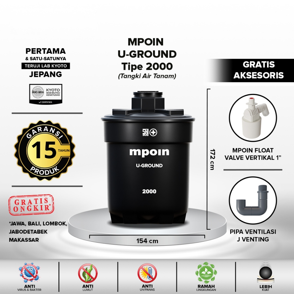 Tangki Air / Tandon / Toren Pendam MPOIN PLUS U Ground 2000