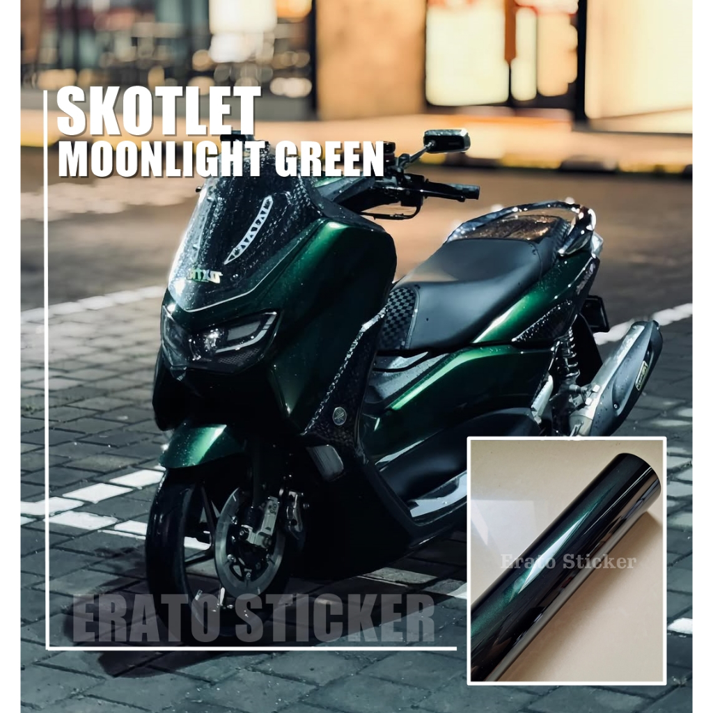 STIKER SKOTLET MOTOR MOONLIGHT GREEN PREMIUM SKOTLET HITAM LEMBAYUNG HIJAU SKOTLET HITAM LEMBAYUNG