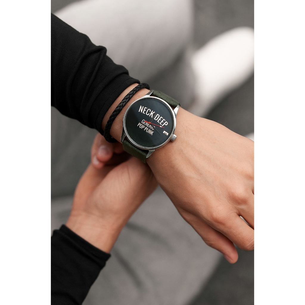 Jam Tangan Pria Stainles Steels Strap Velcro Kanvas Army - Band Neck Deep