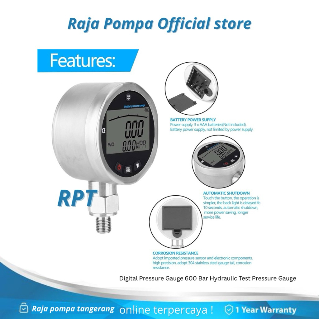 Digital Pressure Gauge 600 Bar Hydraulic Test Pressure Gauge