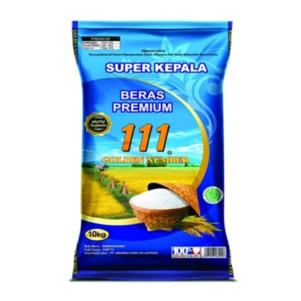 medan, beras premium golden number 111 biru @10kg
