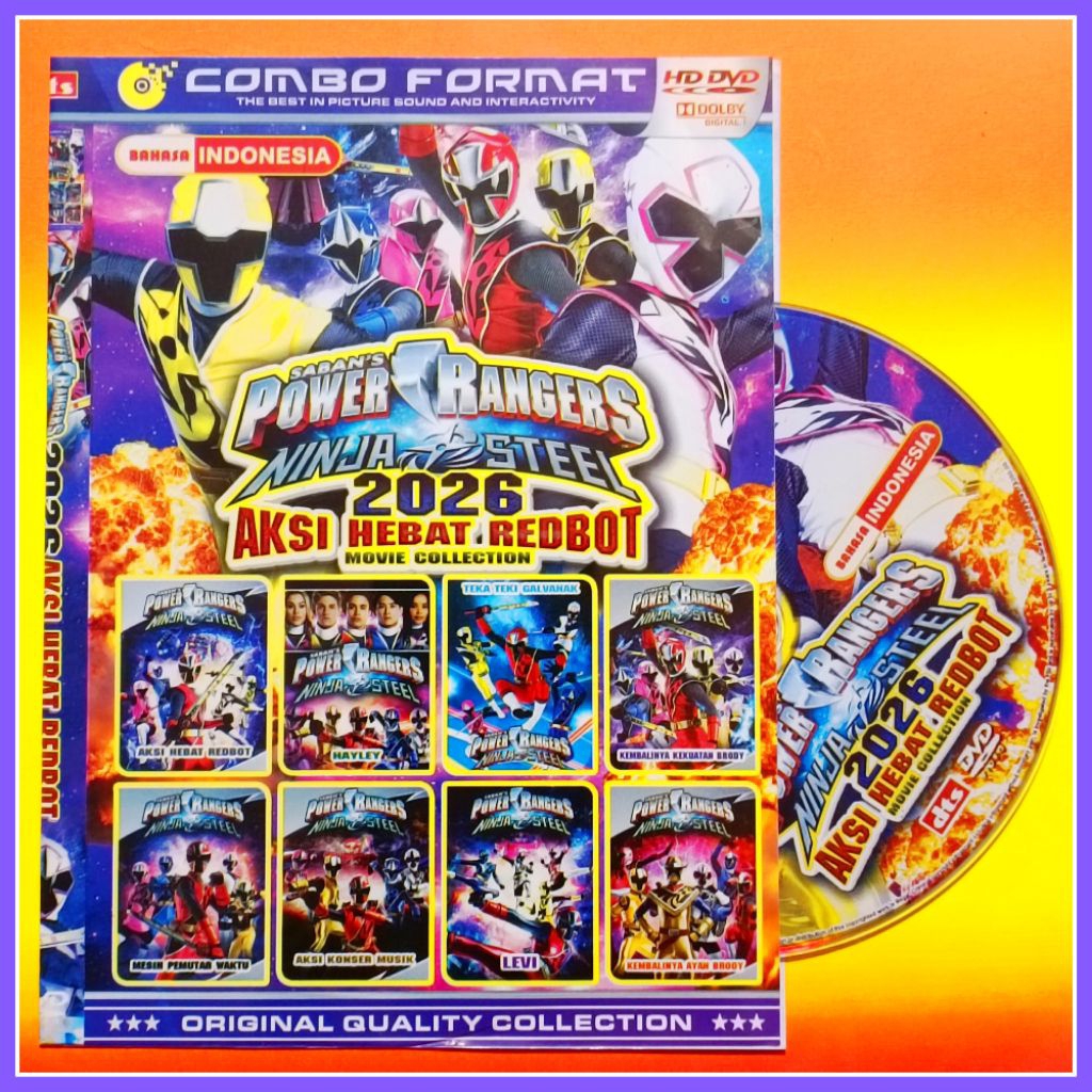 Kaset Film Kartun Anak Koleksi Power Rangers Ninja Steel Edisi Terbaru Bahasa Indonesia