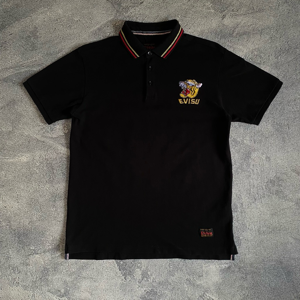 kaos polo shirt evisu tiger bordir twin tipped original