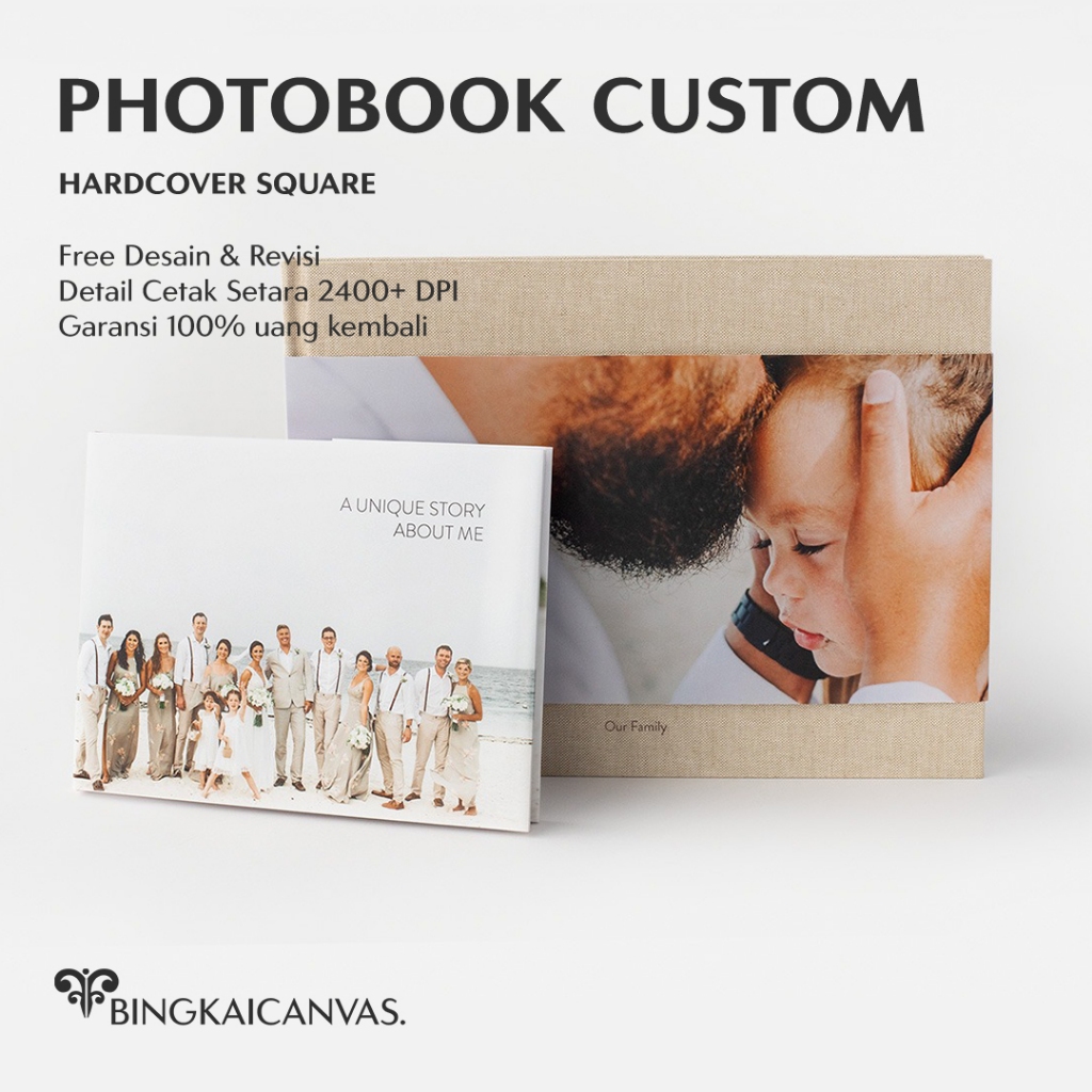Photobook Album Foto Custom 40 Halaman Hardcover Square