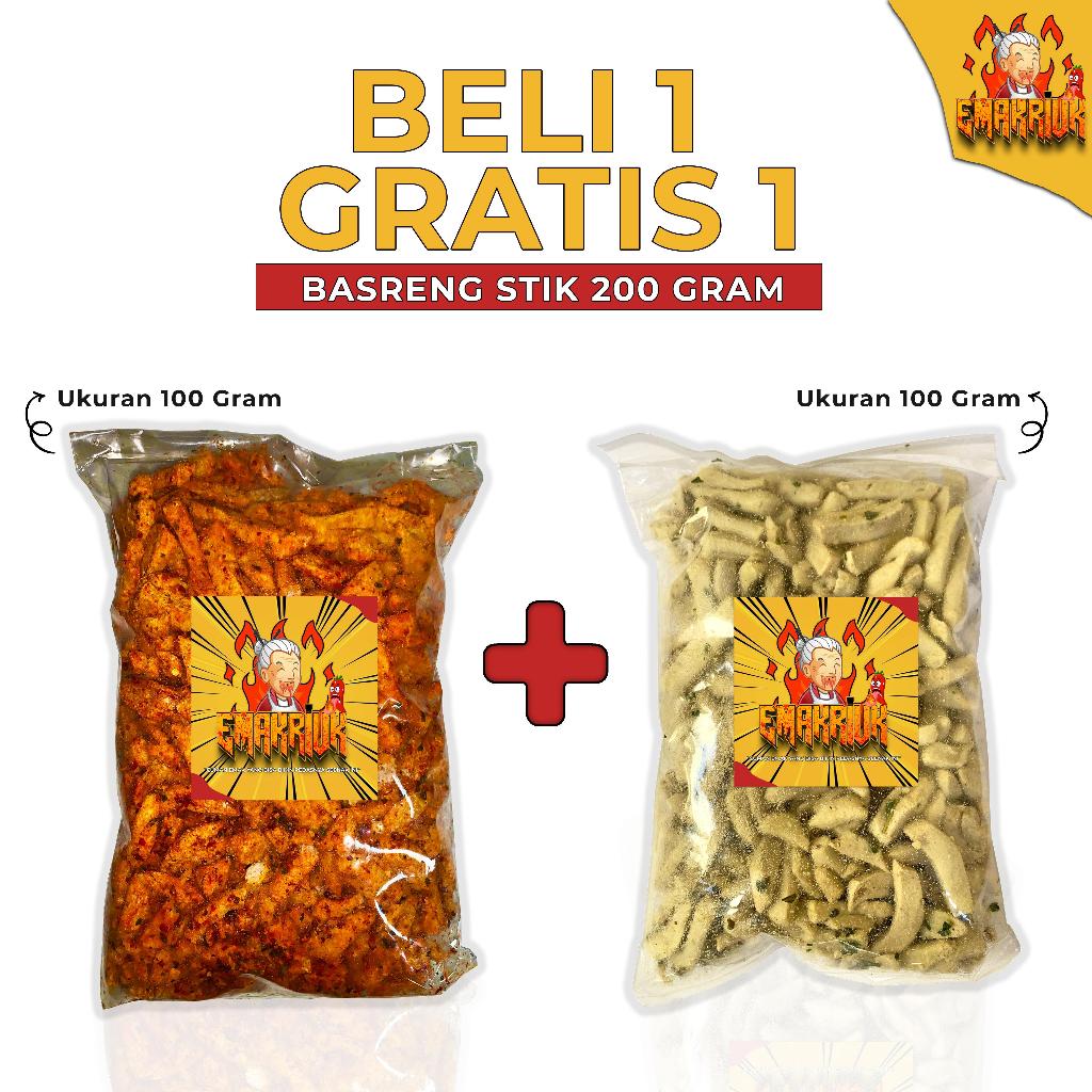 

EMAKRIUK - Buy 1 Get 1 BASTIK 300 Gram Cemilan Basreng Original 150gr Pedas 150gr Bumbu Melimpah