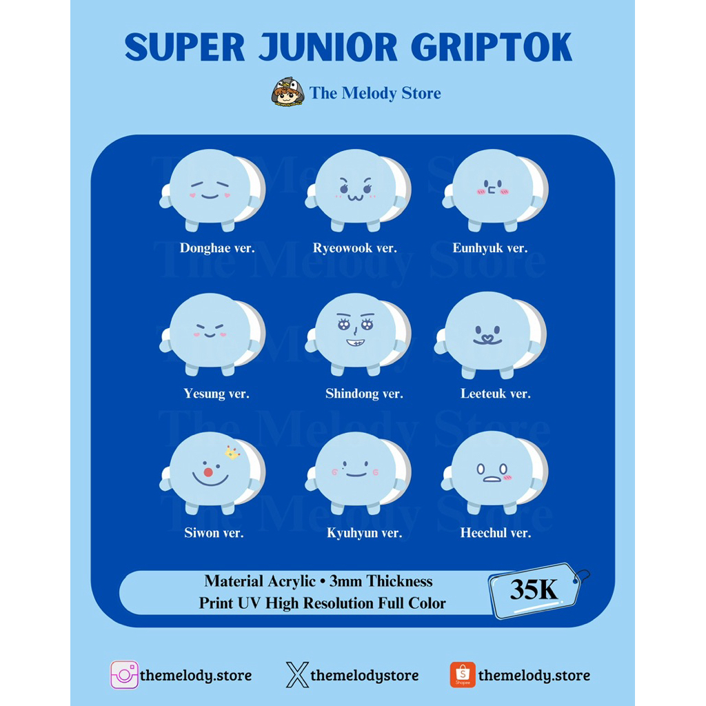 SUPER JUNIOR GRIPTOK POP SOCKET (TULIS VERSI MEMBER DI NOTES PESANAN) Leeteuk Heechul Yesung Shindon