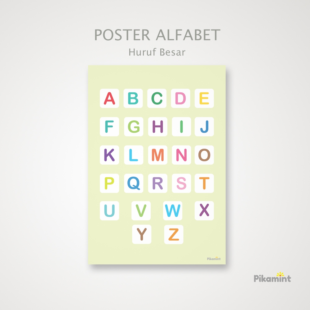 Poster Huruf Alfabet Abjad Besar - Mainan Edukatif Anak - Bahan Ajar Anak Minimalis Aesthetic Kertas