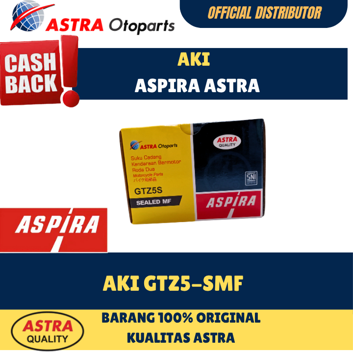 Aki GTZ5S SEALED MF Aspira Aki Accu Kering Motor Vario Beat Supra Revo Original Murah