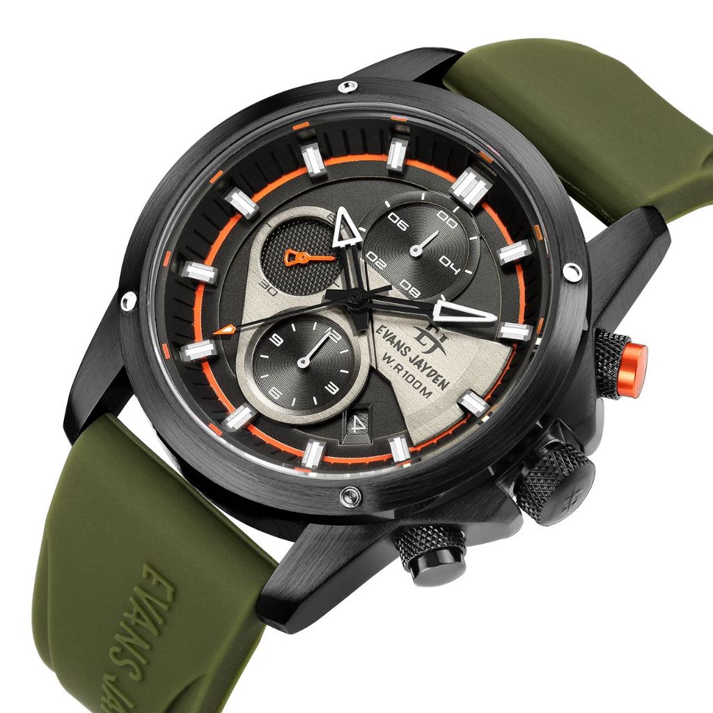 Evans Jayden EJ 9589 Karet Jam Tangan Pria Crono Aktif Rubber Anti Air Produk Original
