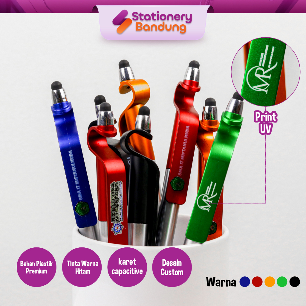 

Ballpoint Stylus Pulpen Smartphone Stylus Touchscreen Touch Pad Pena 2in1 Promosi Custom UV Desain Logo Tulisan Souvenir