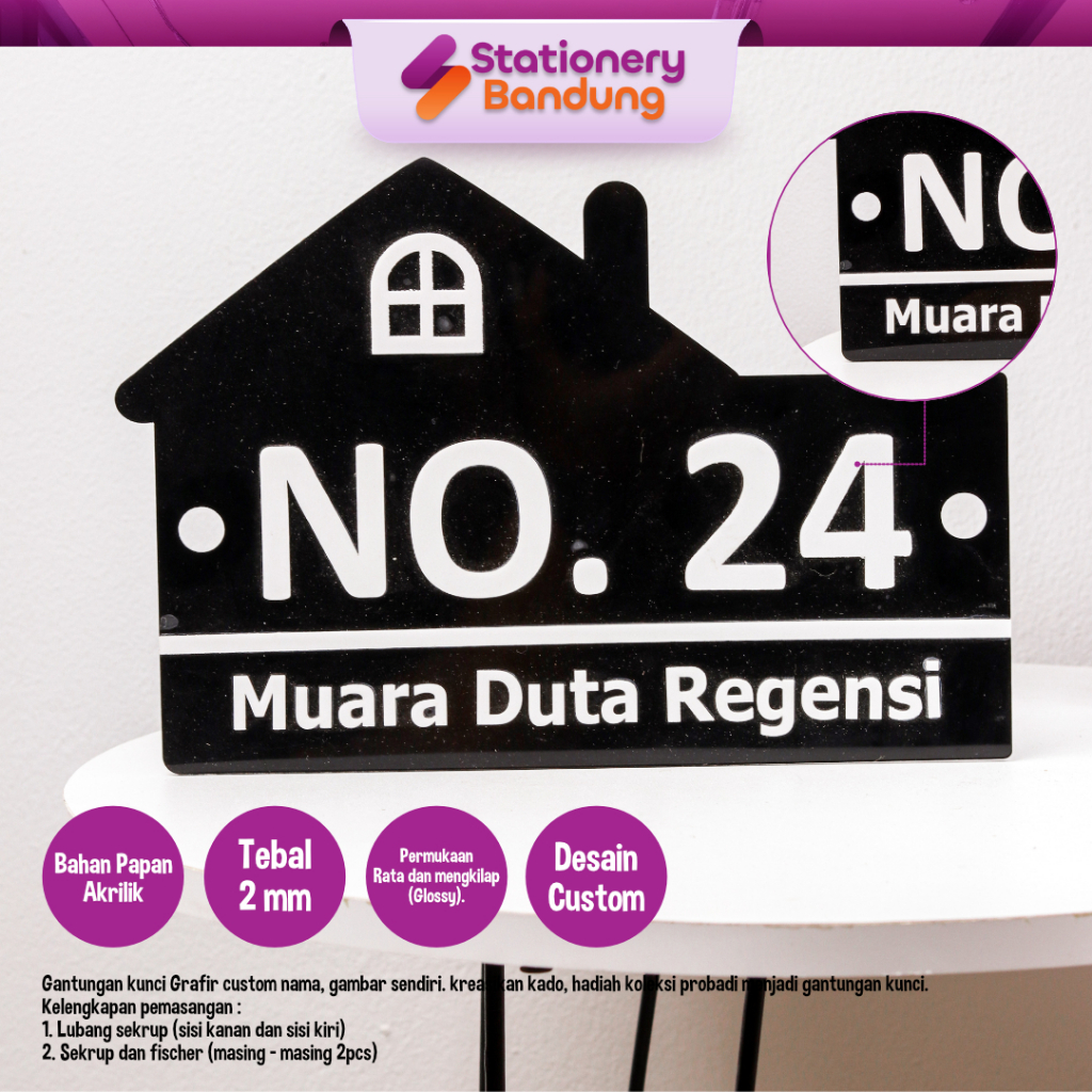 

Papan nomor rumah bahan akrilik acrylic tebal mewah custom desain murah