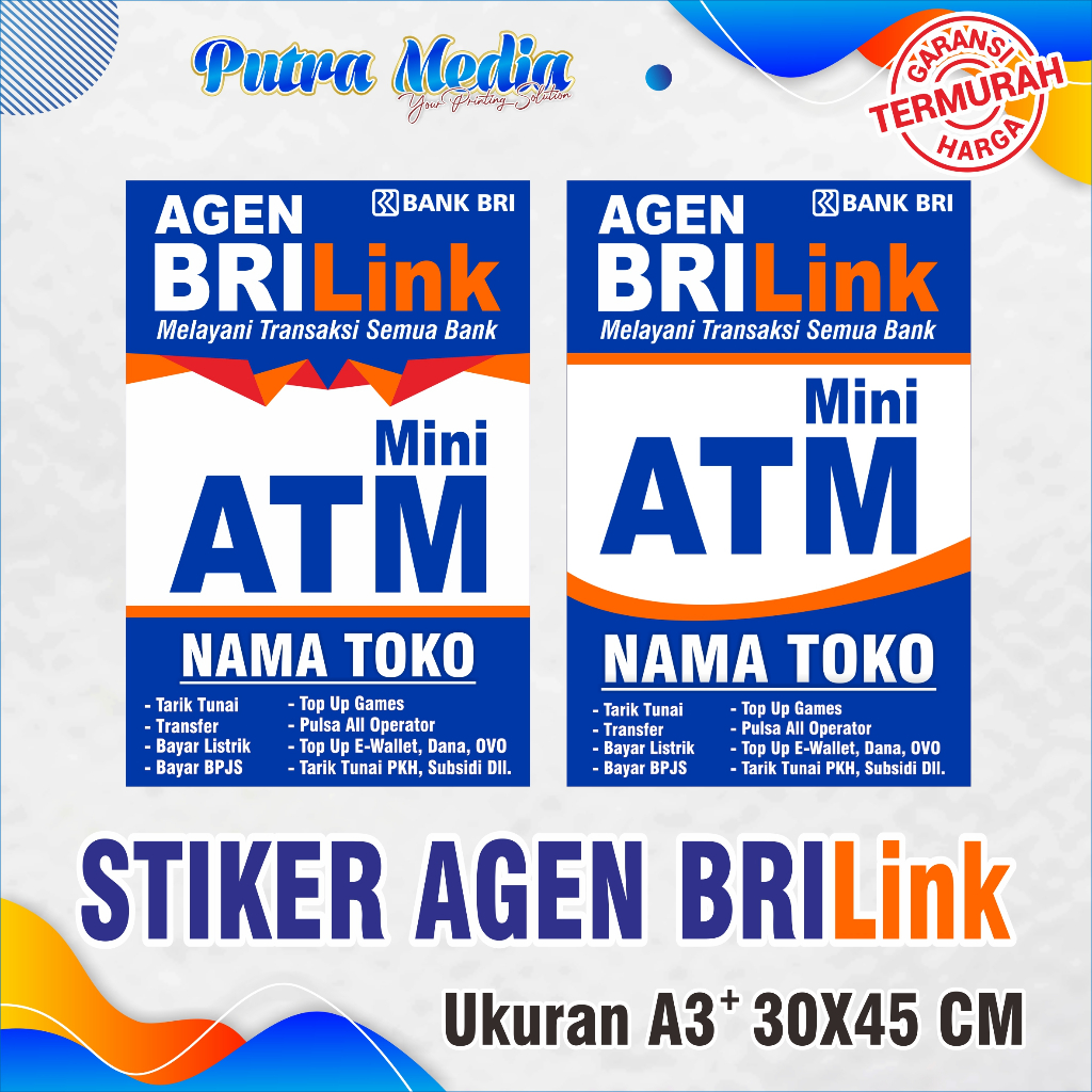 

Stiker Agen BRILink Vinyl Kualitas Terbaik Murah Ukuran A3