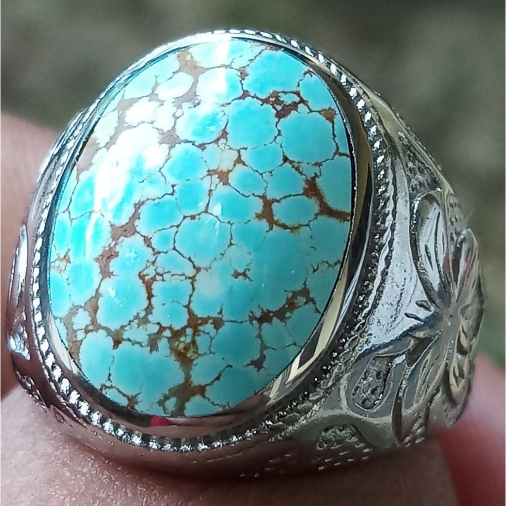 Batu Akik Pirus Biru Panci Mulus Urat Tegas Berpamor Natural 100% Asli Alam