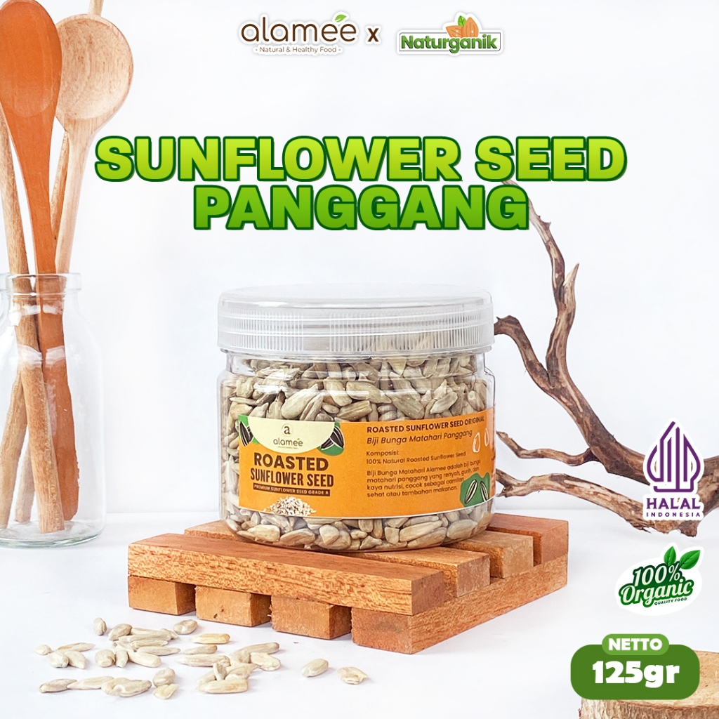 

ALAMEE Roasted Sunflower Seed Biji Bunga Matahari Kupas Oven Biji Kuaci Panggang 125gr Naturganik