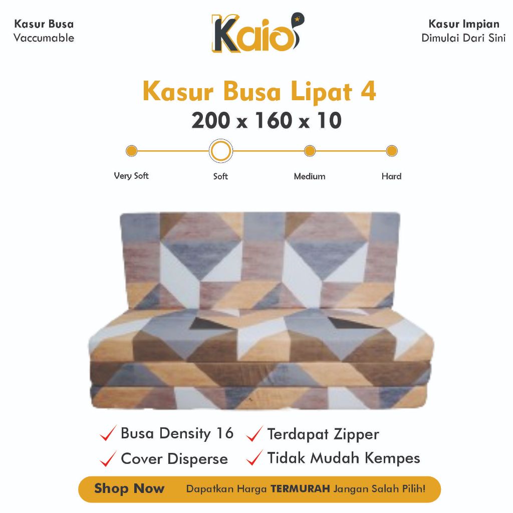 Kasur Lipat Lantai Ukuran 160 x 200 x 10cm Busa Density 16