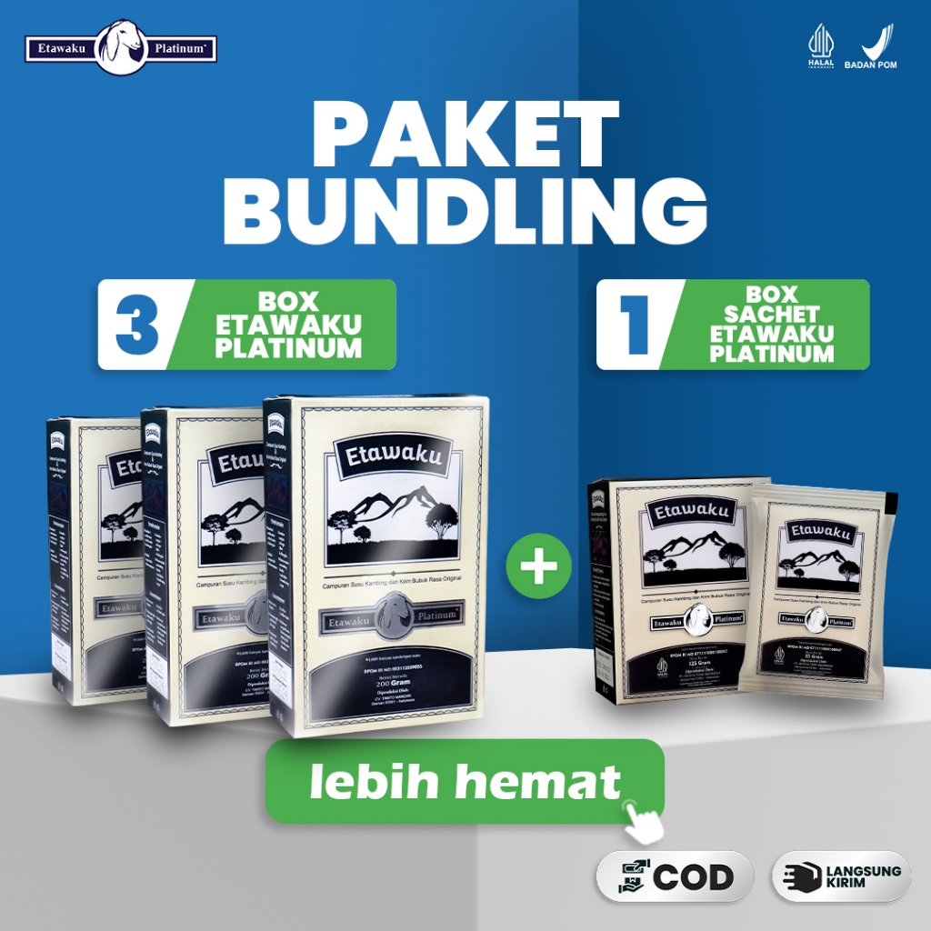 

Etawaku Platinum Paket Hemat - Paket Bundling 3 Box Etawaku Platinum 200gram dan 1 Box Sachet Etawaku Platinum