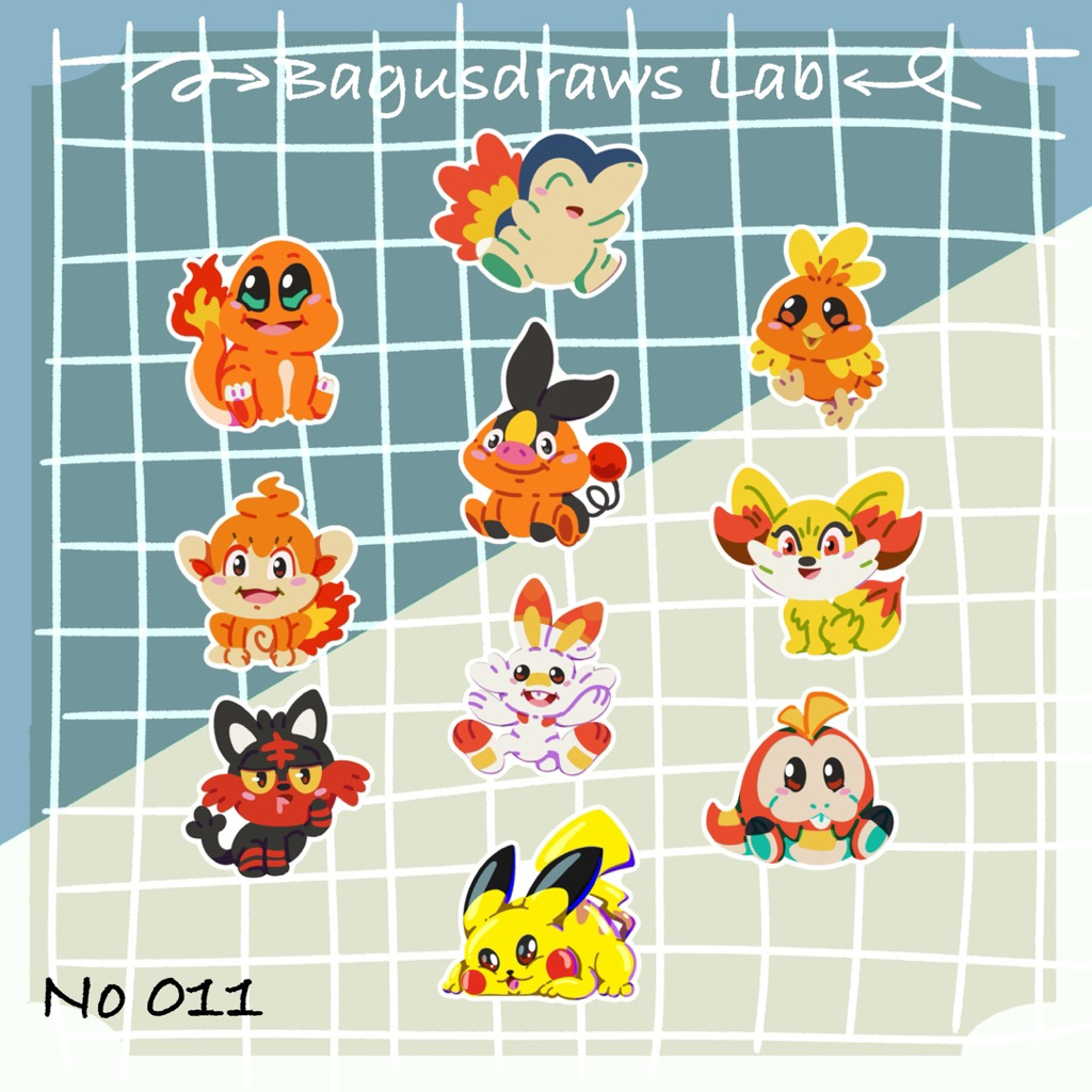 

Sticker Pokemon Starter Type Fire Pack No 11 Die cut