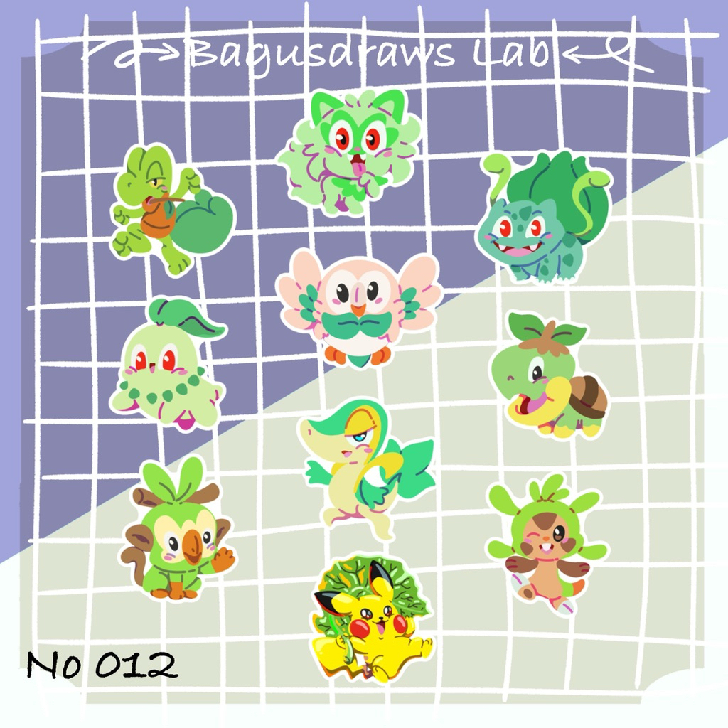 

Sticker Pokemon Starter Type Grass Pack No 12 Die cut
