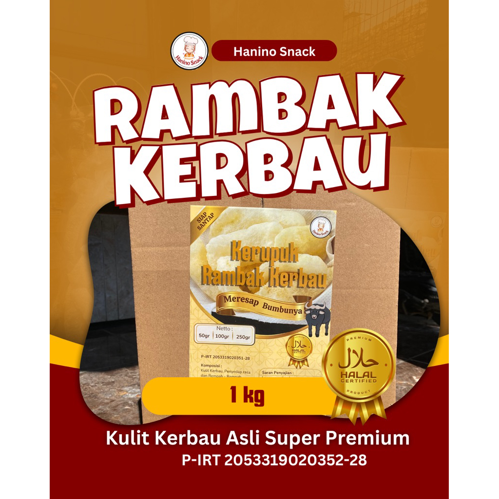 

Hanino Snack - [1 KG] Kerupuk Rambak Kulit Kerbau Super Premium Anti Seret di tenggorokan
