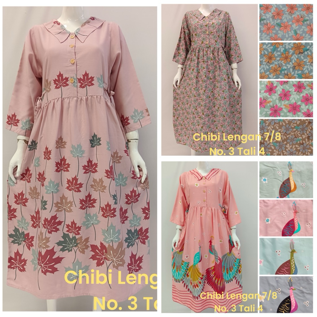 HAP Daster Chibi  lengan 7/8 Daster Busui Bumil Daster Kancing Depan/daster longdress rayon batik