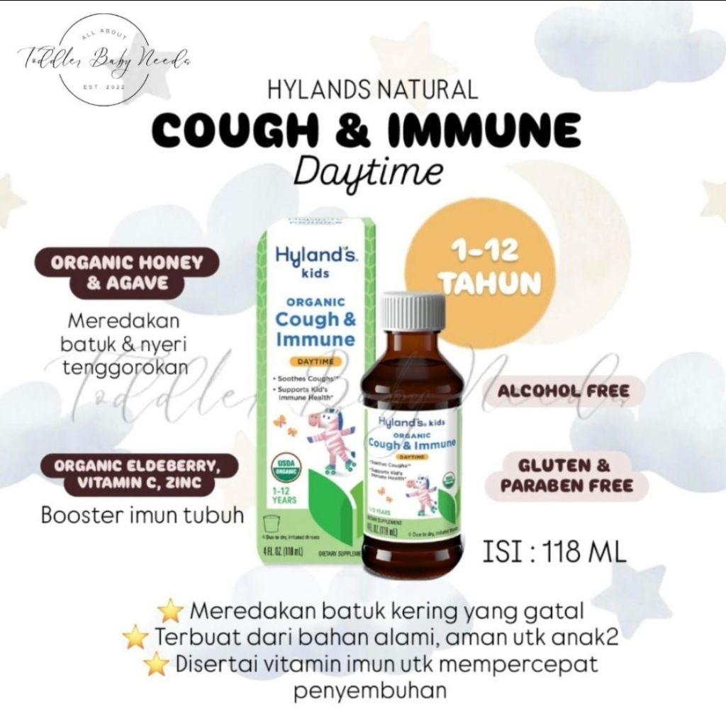 Hyland Cough Imun Day / Night Obat Batuk Kering Bahan Herbal Aman Alami Anak 1 Tahun ke Atas Vitamin