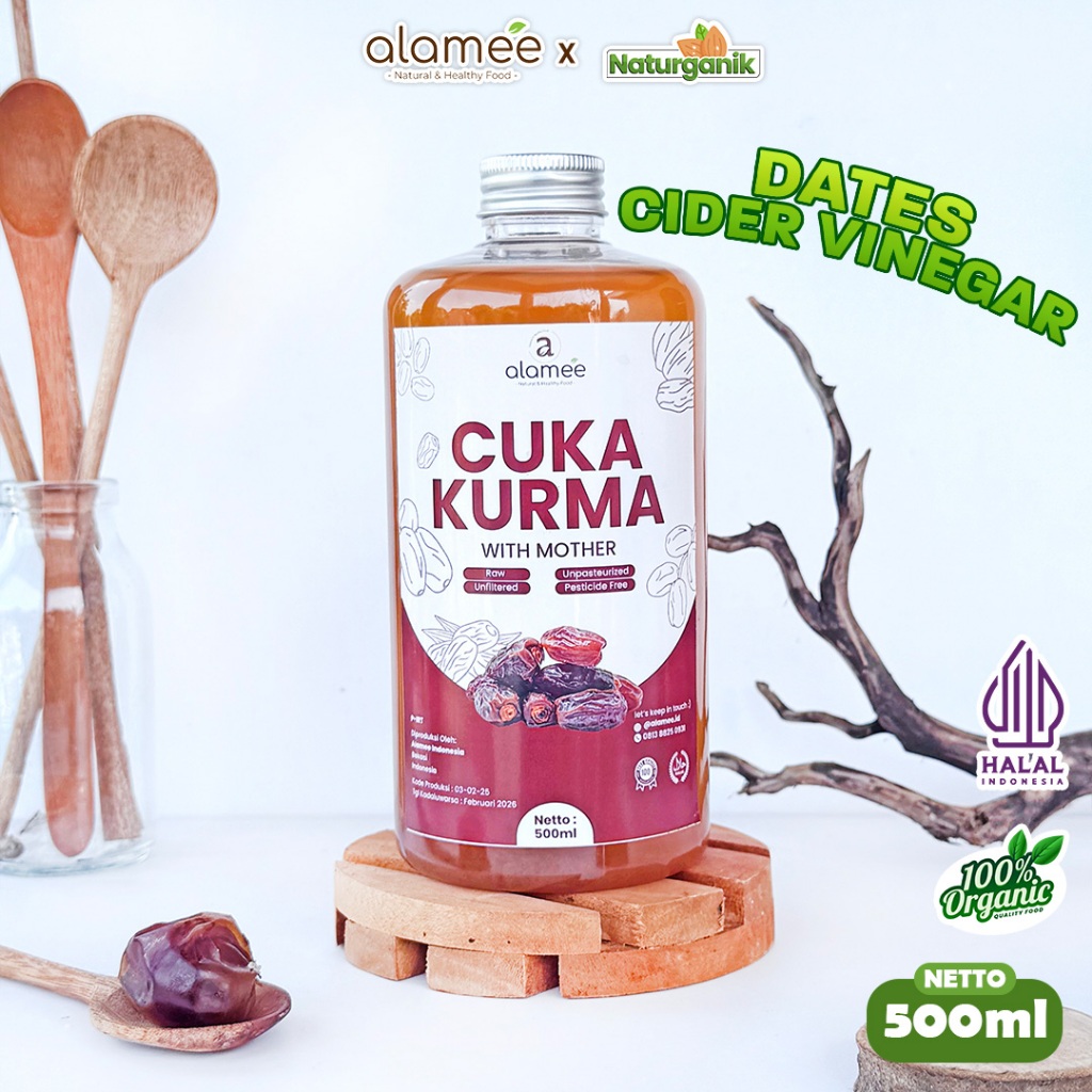 

ALAMEE Cuka Kurma With Mother Original Dates Cider Vinegar Fermentasi Probiotik Herbal 500ml Naturganik