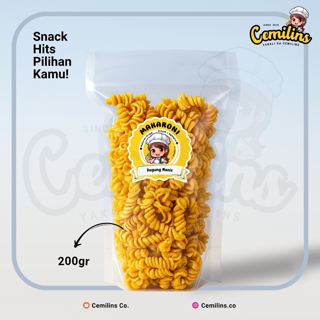 

Makaroni 200gr by Cemilins.co – Camilan Renyah, Enak, dan Bikin Nagih! Snack Cemilan Pedas