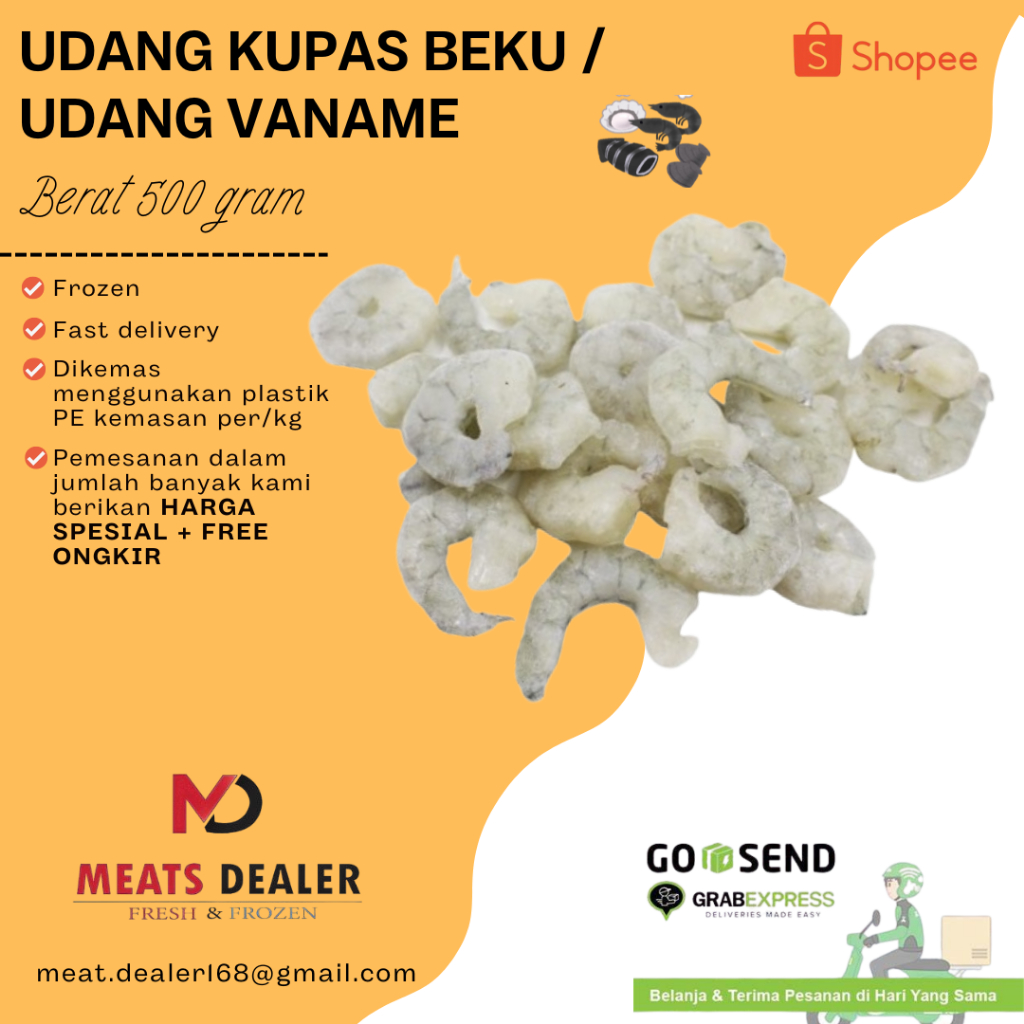 

Udang Kupas Beku Vanamei / Peeled Shrimp Vanamei 500g (Raw & Frozen)