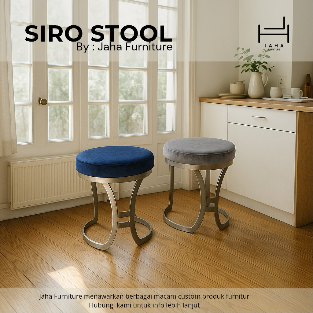SIRO STOOL BULAT KURSI RIAS CUSTOM KAKI PLAT BESI