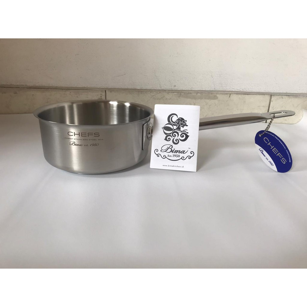 Bima Chef Shallow Sauce Pan 16 cm (Tanpa Tutup) / Panci Bima Stainless Kualitas Bagus