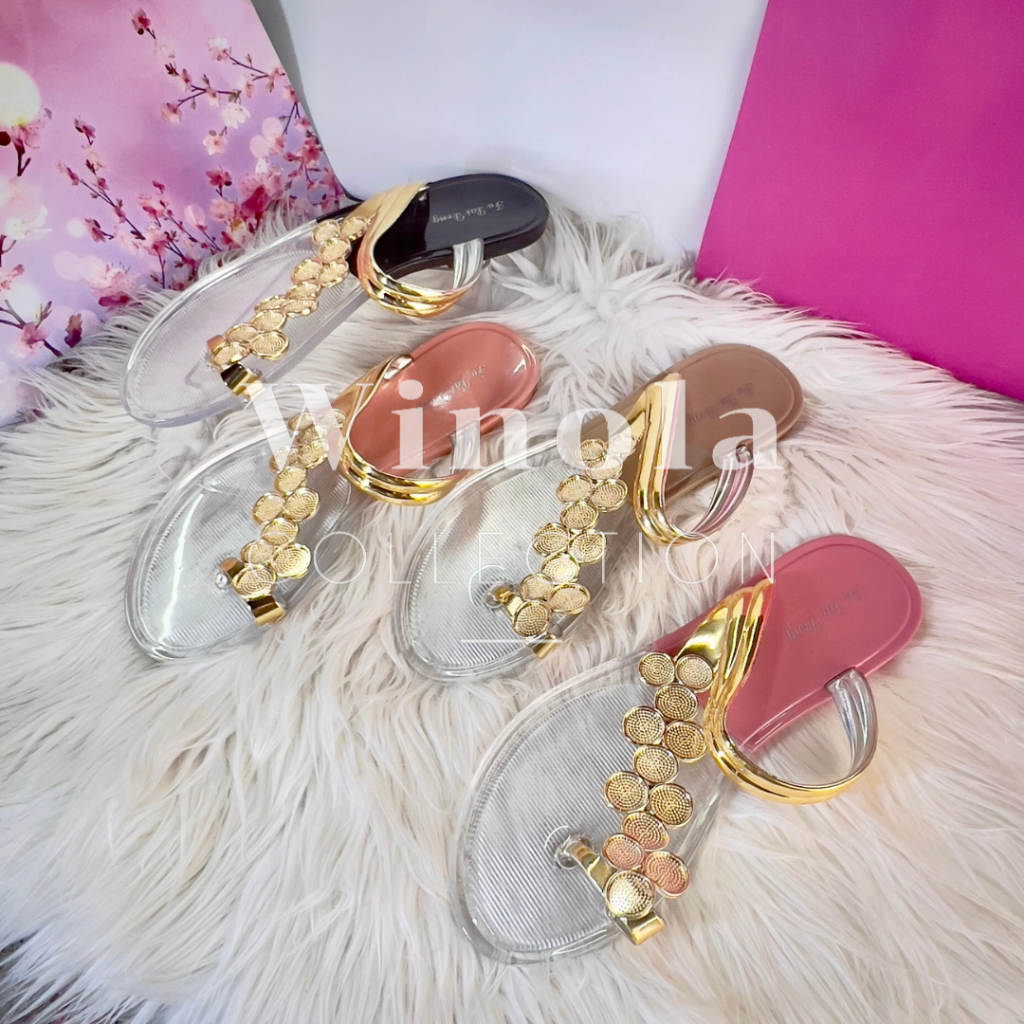 DISKON GOKIL Sandal Jepit Wanita Import Jelly Kaca Tali Nadine Winola Collection WNL 050