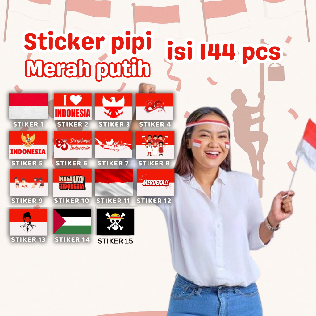 

(Isi 144 Pcs) Stiker Pipi Bendera Merah Putih Chromo Kemerdekaan HUT Republik Indonesia 17 Agustus