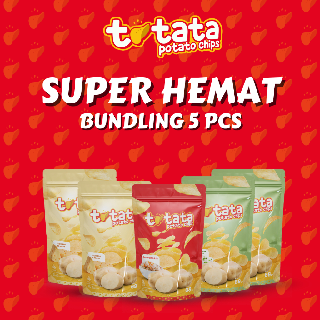 

Keripik Kentang TOTATA Bundling Super Hemat 5pcs (2 Cheese + 2 Sour N' Cream + 1 Matah)