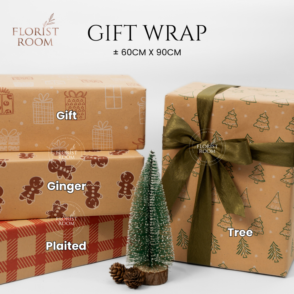 

3 lembar Christmas Gift Wrapping - Kertas Kado Natal - Hampers - Kraft Paper Motif - Vintage - Hadiah Gift