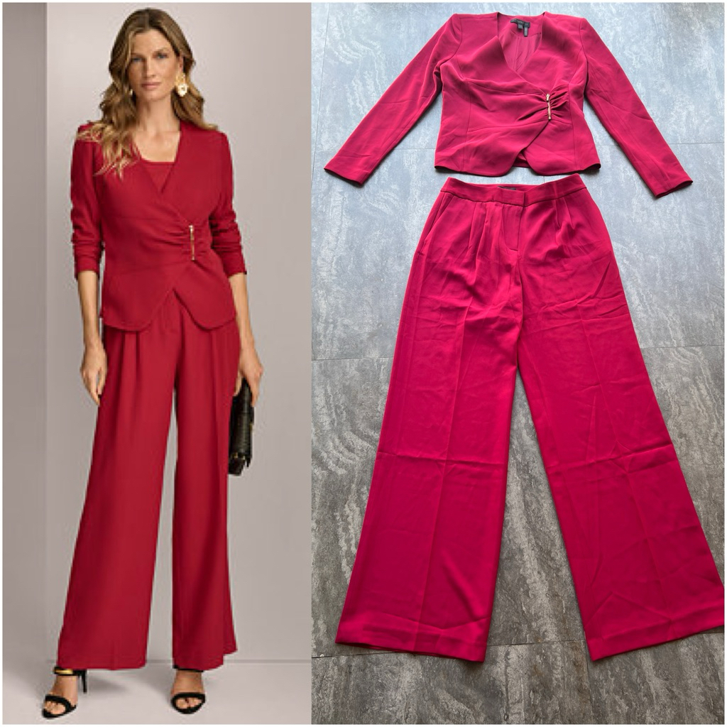 [ DK 15 ] 1 SET DONNAKARAN BLAZER WID LEG KULOT MERAH MAROON