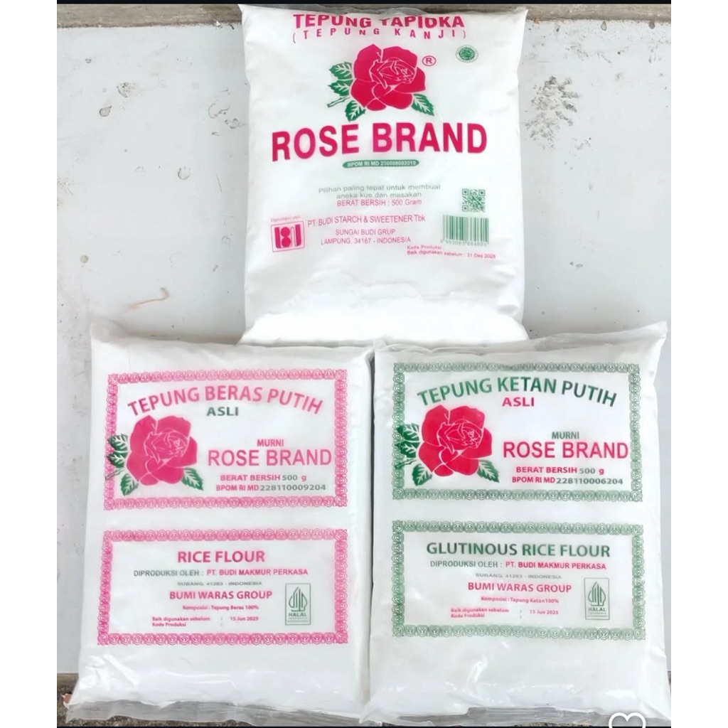 

Tepung Roseband Beras , Ketan , Tapioka 500gr