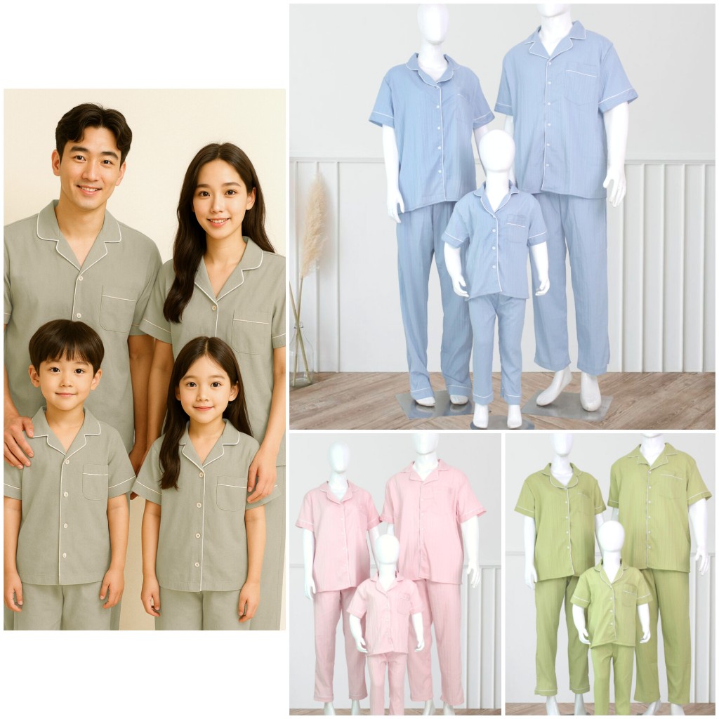 Piyama Light Polos - Baju Tidur Couple Cowok Cewek Family Keluarga Sleepwear Moonlight Pajamas