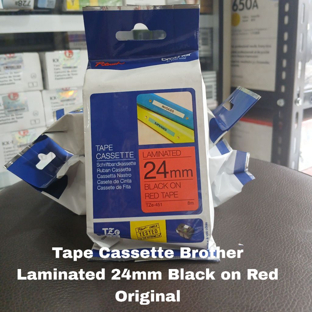 

Brother Label Tape Tze-451 24mm Black on Red Original
