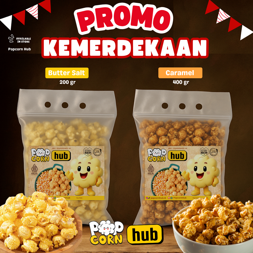 

[LIVE PROMO] Popcorn Jumbo Caramel & Buttersalt PopcornHub Paket Hemat 2 Pax