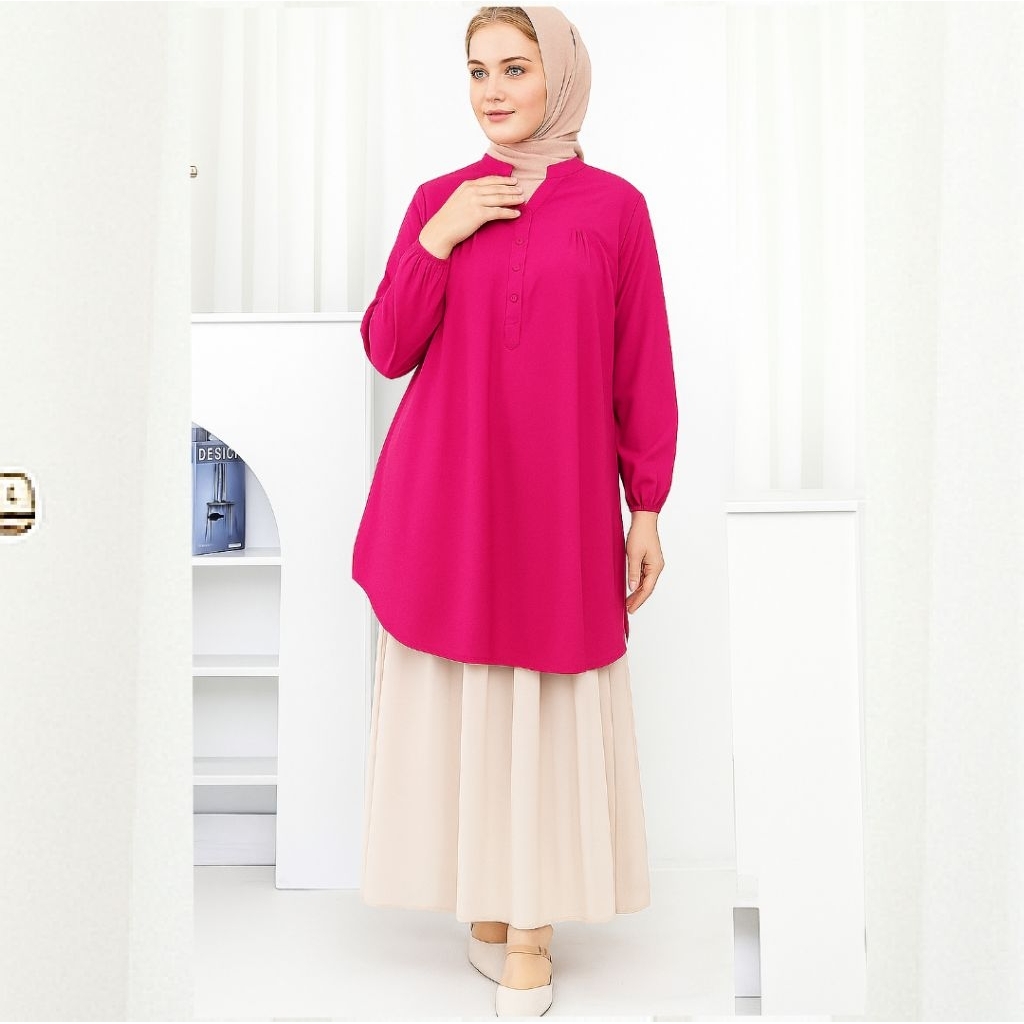 TUNIK POLOS JUMBO KATUN VISCOSE RAYON ADEM LEMBUT PINK FANTA