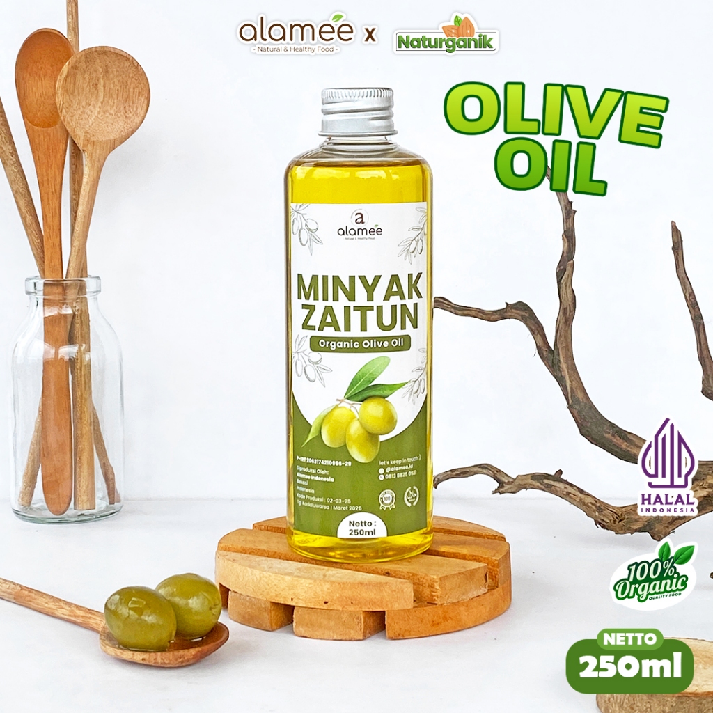 

ALAMEE Minyak Zaitun Olive Oil Extra Virgin Organic Organik Asli Masak EVOO 250ml Naturganik