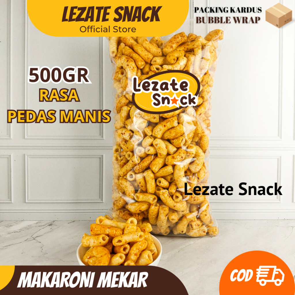 

Makaroni Pedas Manis Rujak 500gr Murah Enak Renyah Kiloan / Makaroni Mekar Pedas Manis / Makroni Pedas Kiloan 1 / 4 kg Lezate Sn SEDAP SNACK