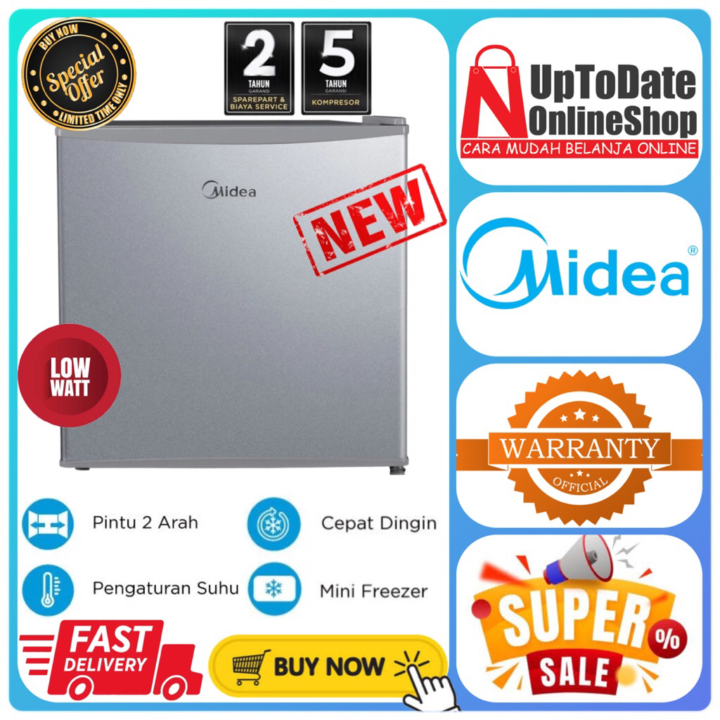 KULKAS PORTABLE MINI MIDEA MDRD86FGG50ID MDRD-86FGG50ID MDRD86FG SUPER LOW WATT SUPER COOLING MINI B