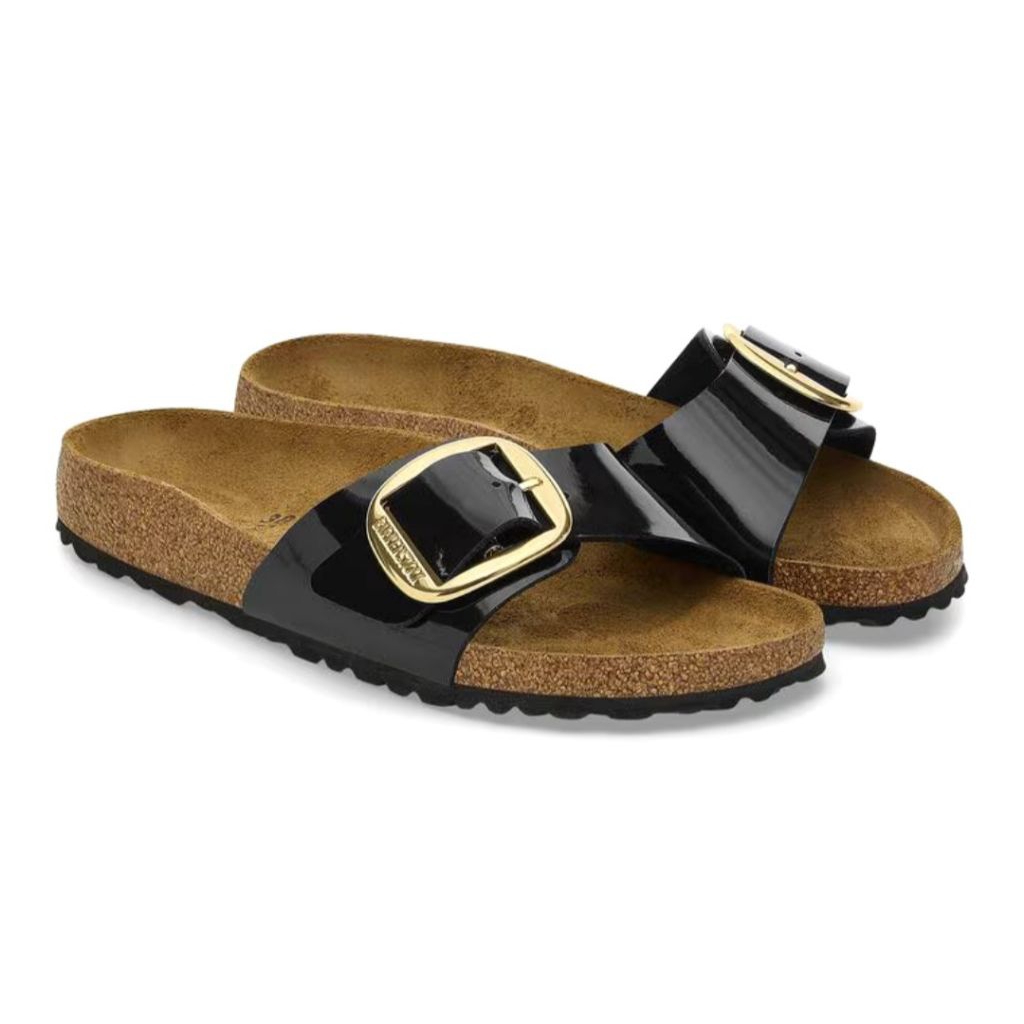BIRKENSTOCK MADRID BIG BUCKLE BLACK PATENT BIRKO FLOR SANDAL