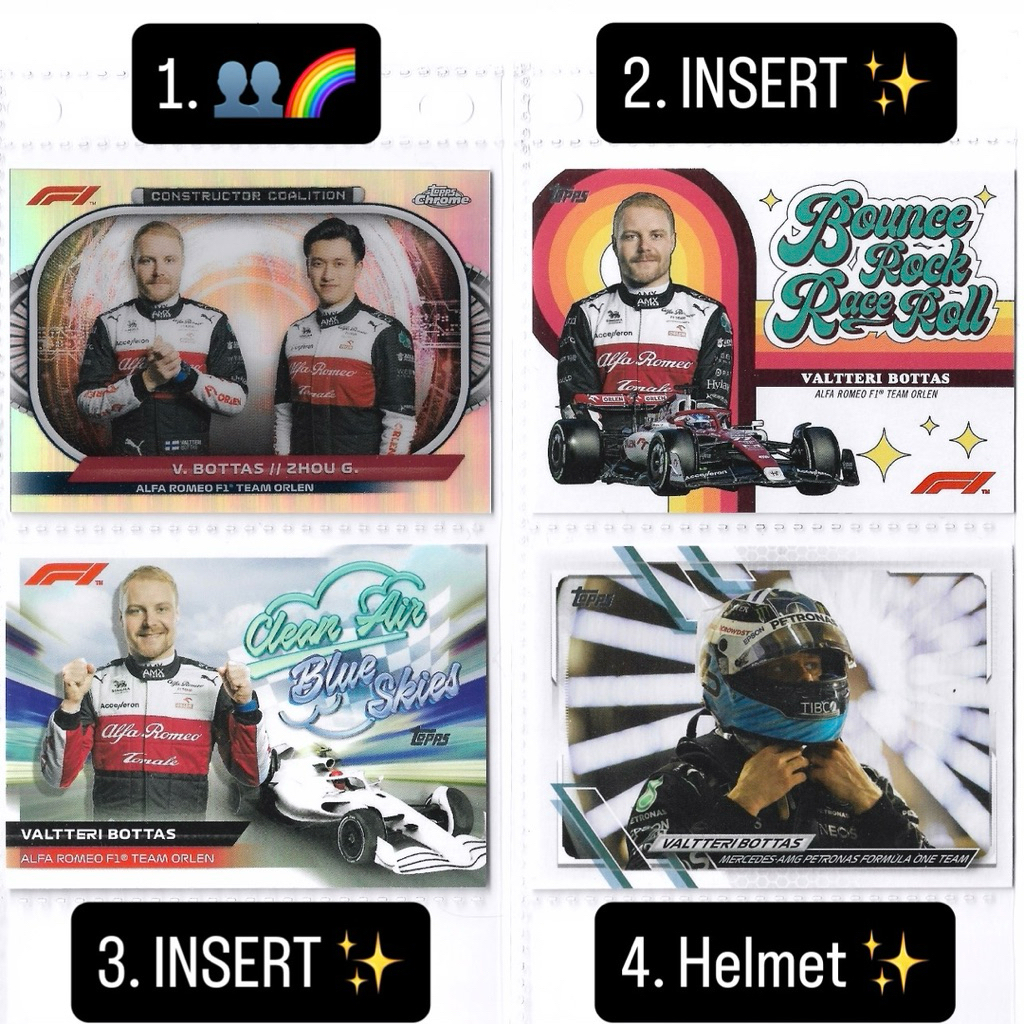 Kartu f1 Topps & Chrome - Valtteri Bottas & Zhou Guanyu (Mercedes & Alfa Romeo F1)