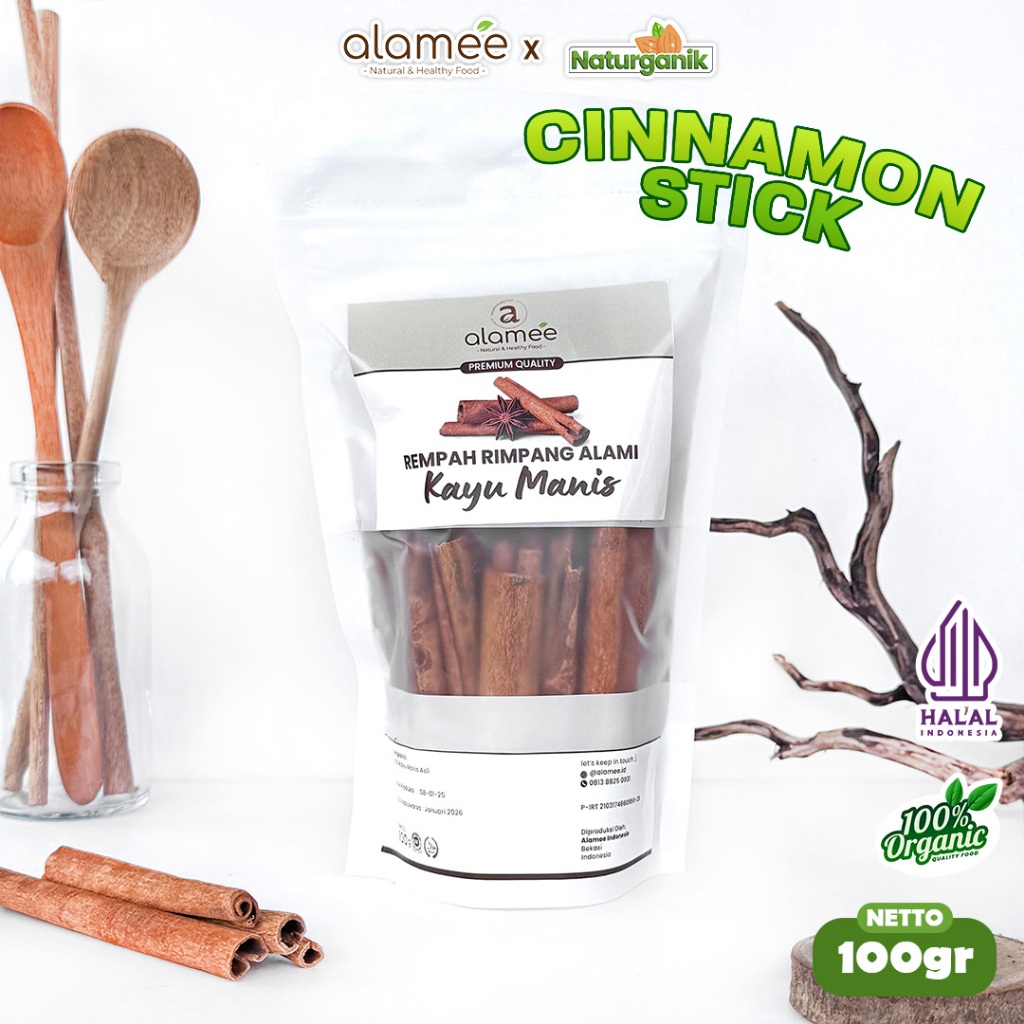 

ALAMEE Kayu Manis Rempah Cinnamon Stick Batang Rimpang Organik Alami Bumbu Masak 100gr Naturganik
