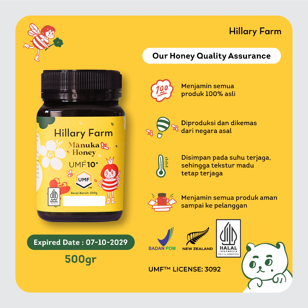 

Hillary Farm Manuka Honey UMF 10+ Madu Manuka (500gr)