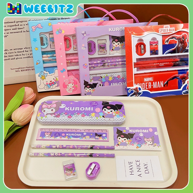 

Weebitz 7 in 1 Pensil Box Set Alat Tulis Anak Tk Kotak Pensil Set Kuromi Cinnamoroll Hadiah Anak
